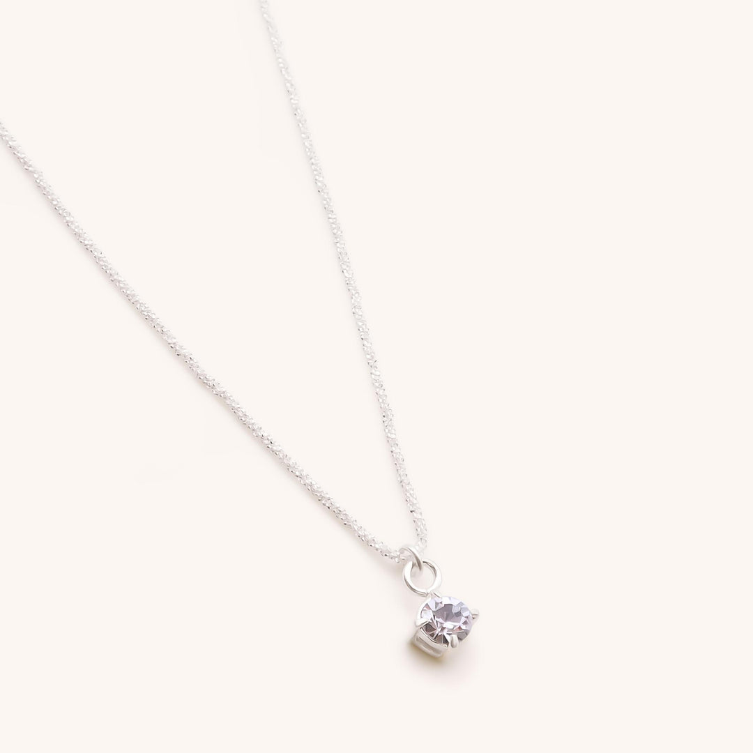 Sterling Silver Personalised Birthstone Diamond Cut Chain Necklace