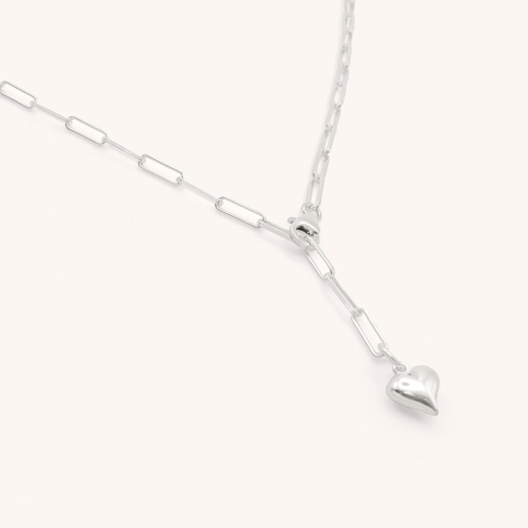 Sterling Silver Adjustable Paperclip Mia Heart Necklace