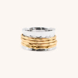 Sterling Silver Spinner Ring with Gold Bands
