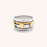 Sterling Silver Spinner Ring with Gold Heart Band