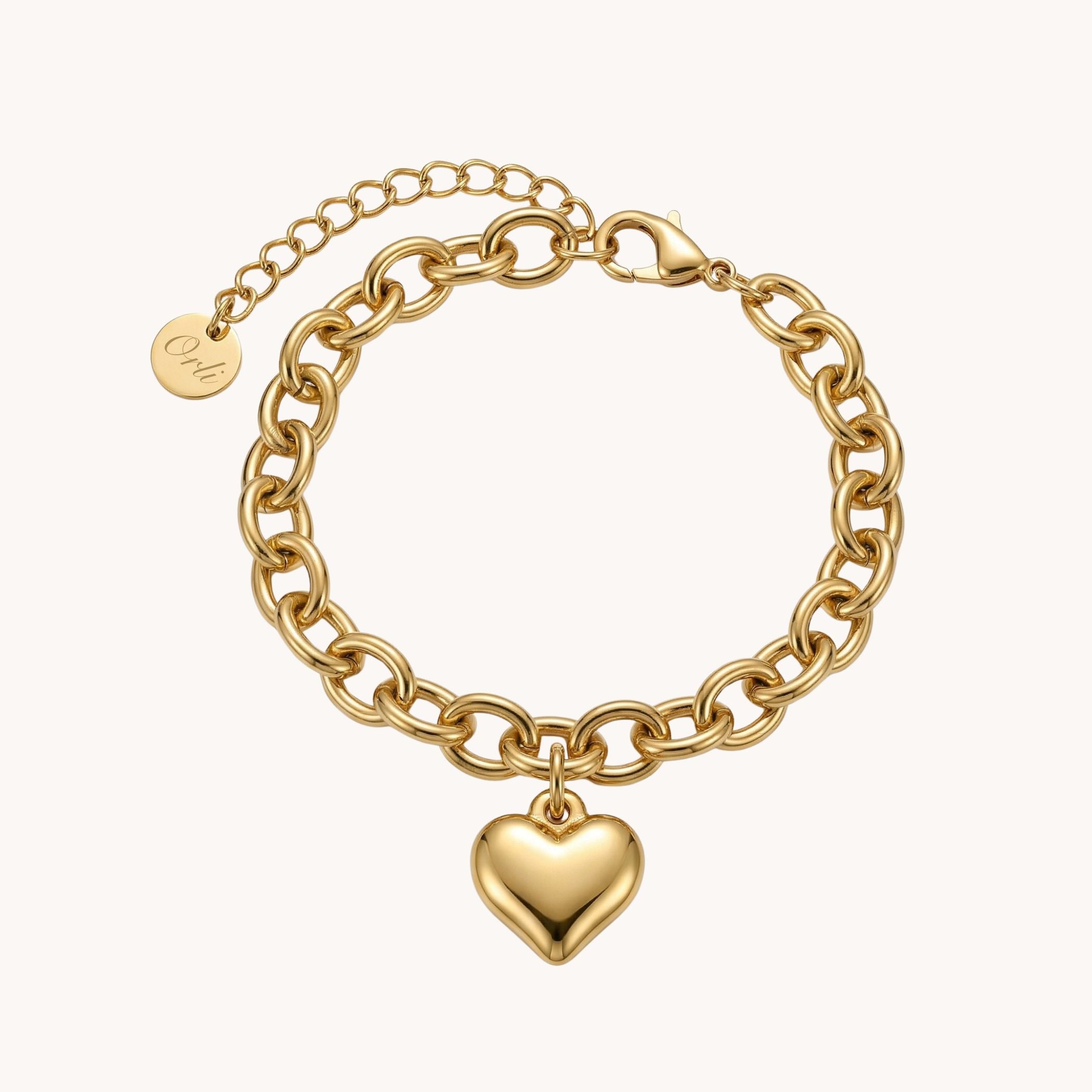 Chloe Heart Chunky Bracelet in Gold