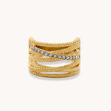 Amber Crystal Crossover Ring, Gold