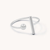 Bar & Ball Ring, Silver
