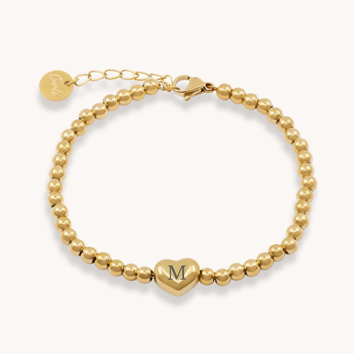 Beaded Heart Bracelet, Gold