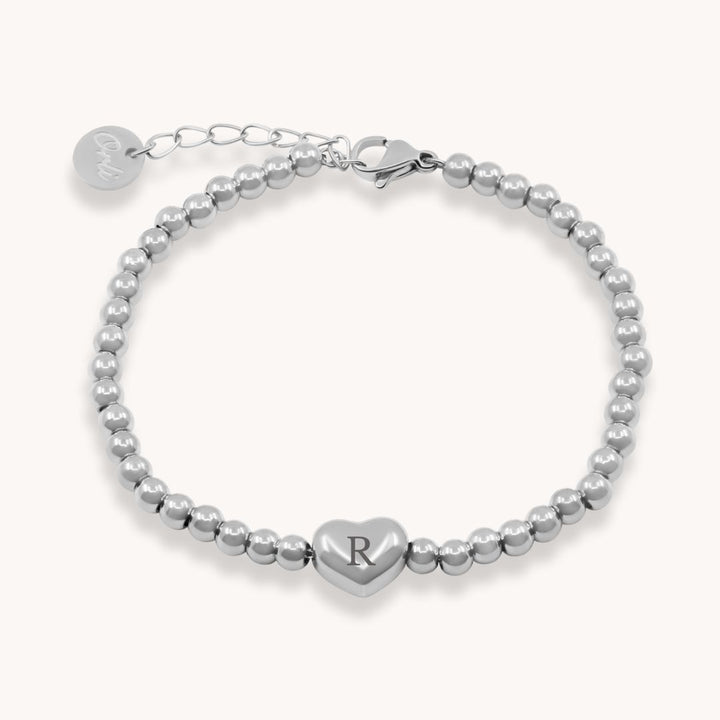 Beaded Heart Bracelet, Silver