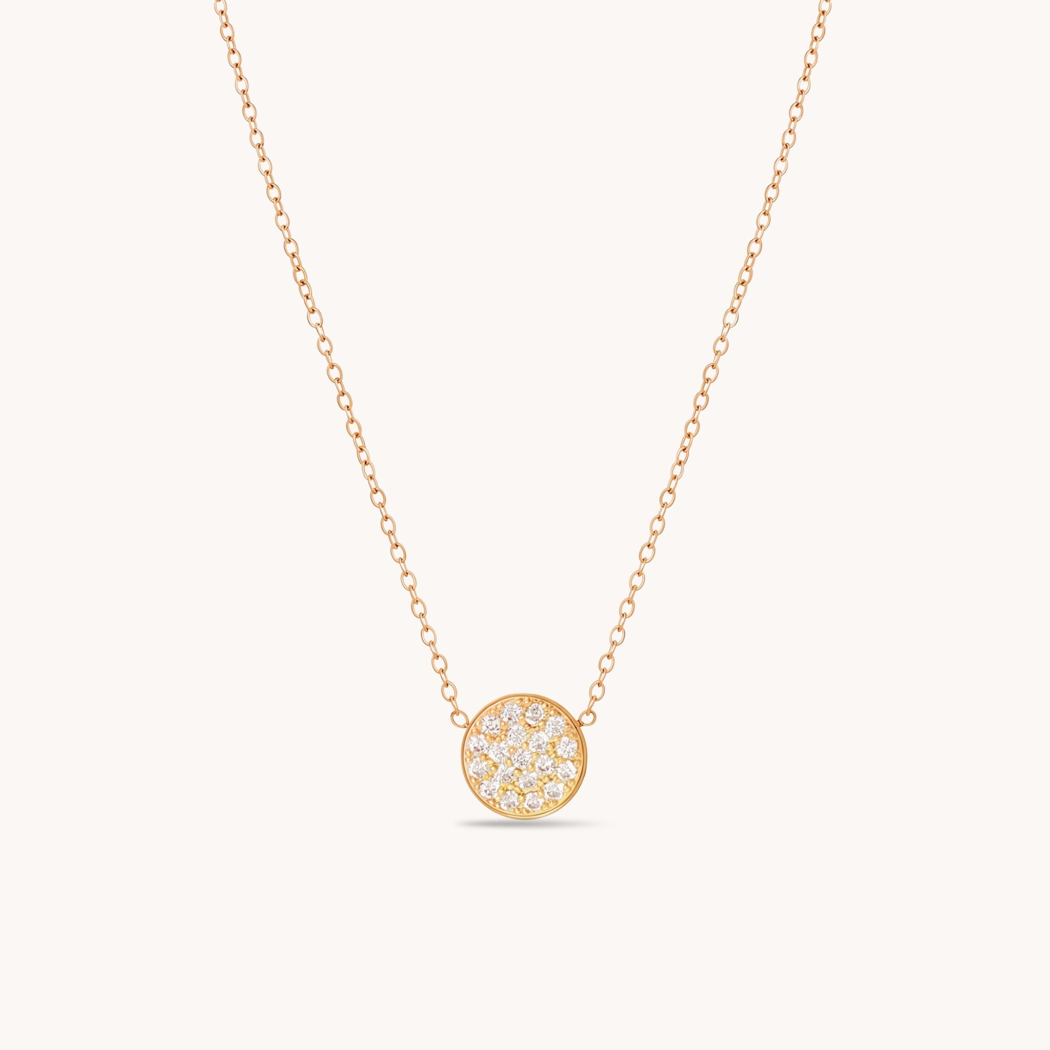 Birthstone Pavé Disc Necklace in Gold