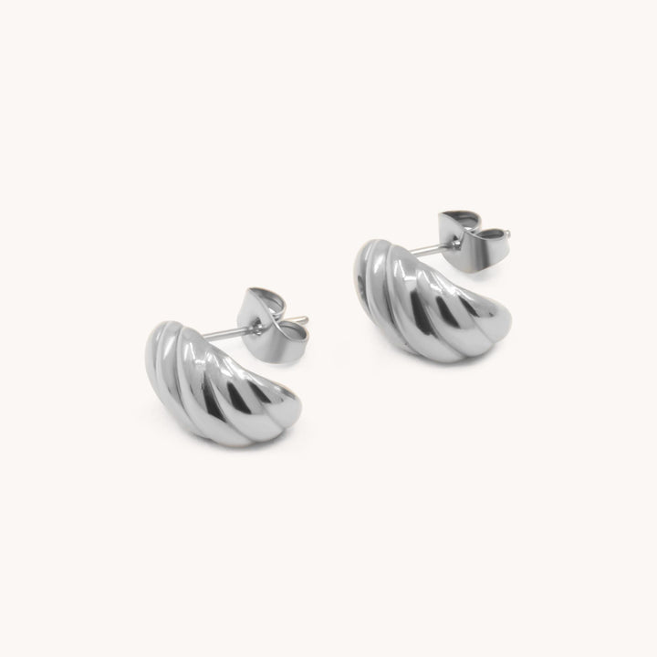 Blake Croissant Studs, Silver