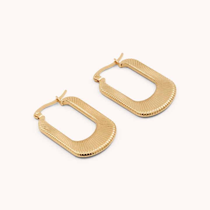 Bonnie Rectangle Ribbed Hoops, Gold