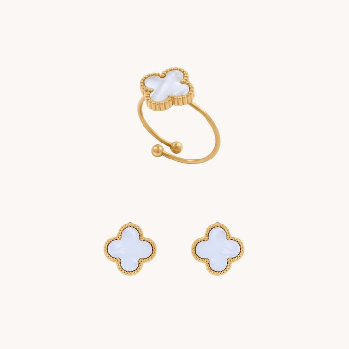 White Clover Ring & Earring Bundle