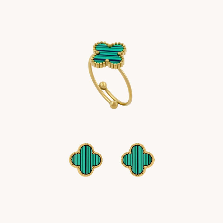 Green Clover Ring & Earring Bundle