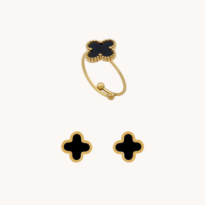 Black Clover Ring & Earring Bundle