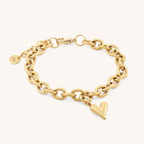 Celine Heart Chunky Bracelet, Gold