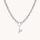 Celine Heart Chunky Necklace, Silver