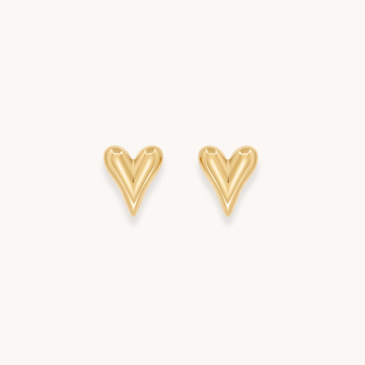 Celine Heart Stud Earrings, Gold