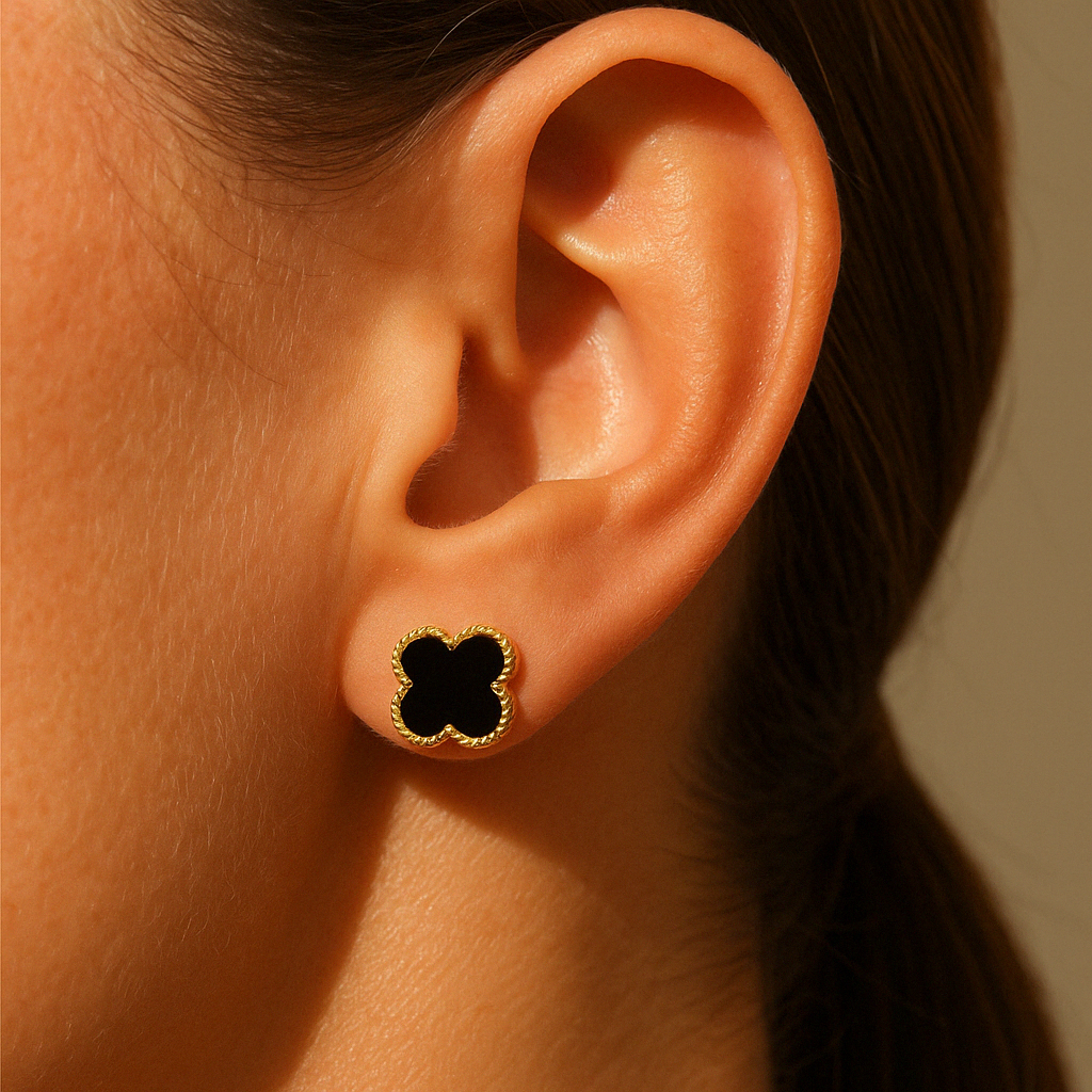Black Clover Studs, Gold