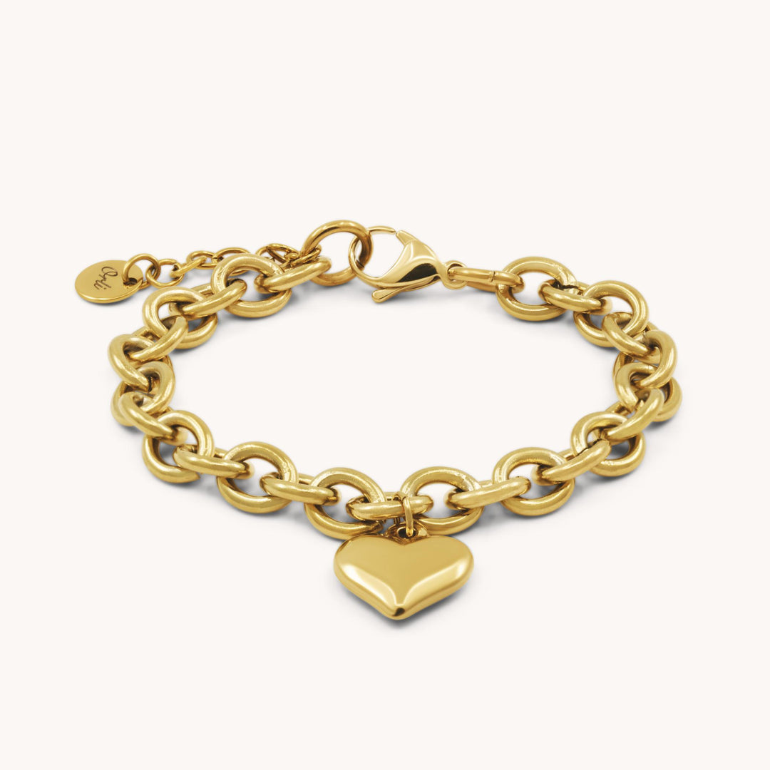 Chloe Heart Chunky Bracelet, Gold