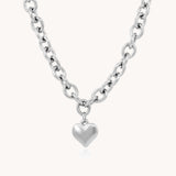 Chloe Heart Chunky Necklace, Silver