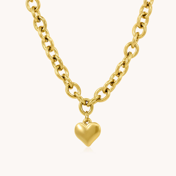 Chloe Heart Chunky Necklace, Gold