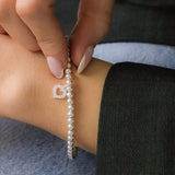 Sterling Silver Olivia Crystal Heart Beads Bracelet