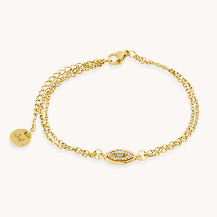 Crystal Evil Eye Bracelet, Gold