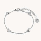 Crystal Starburst Multi Heart Bracelet, Silver