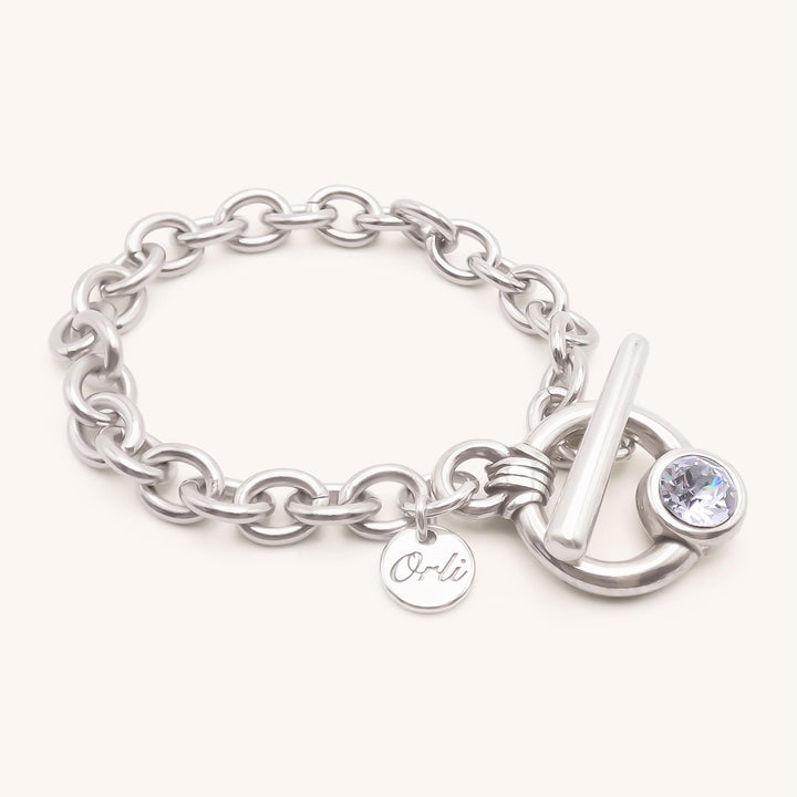 Crystal T-Bar Chunky Chain Bracelet