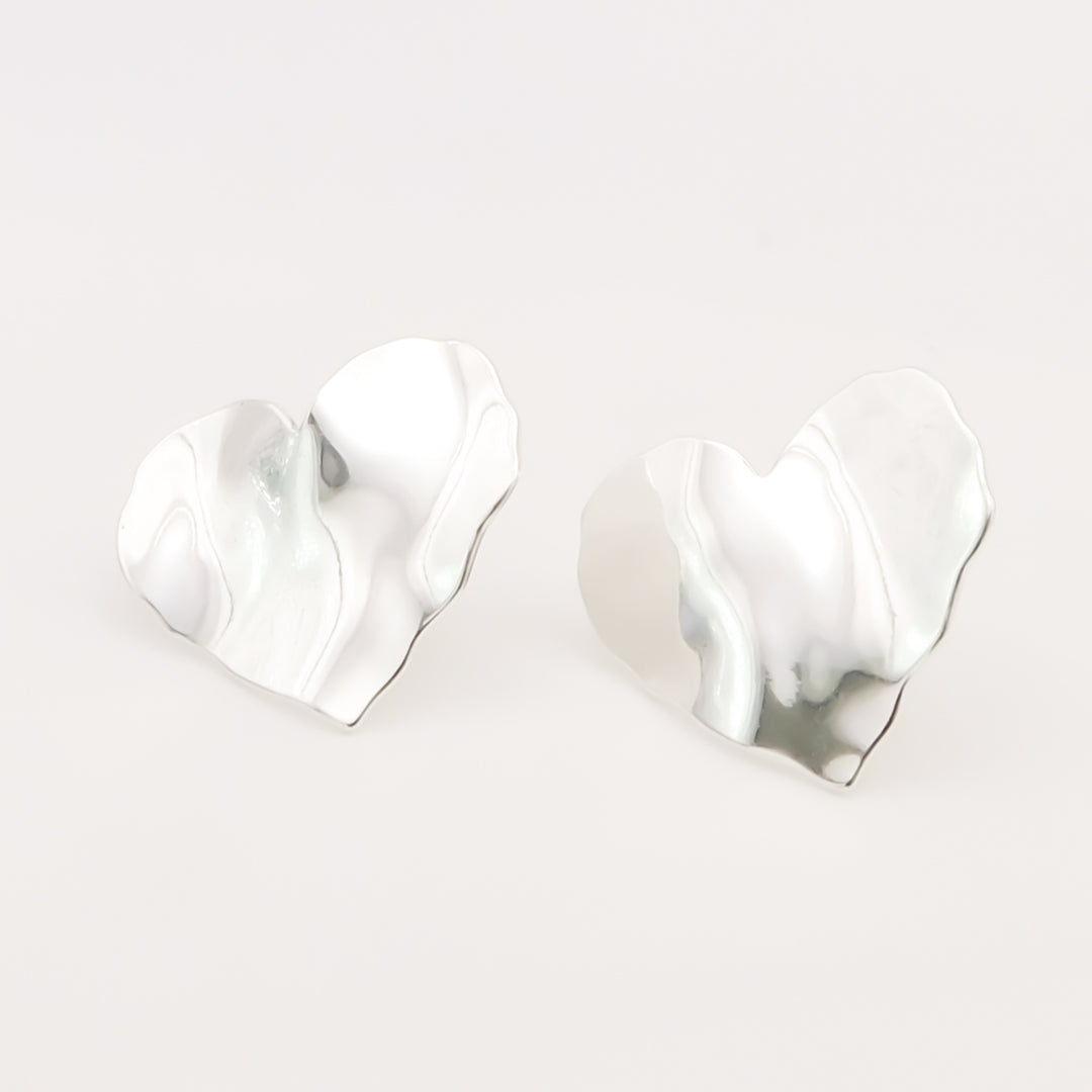 Sterling Silver Ada Heart Stud Earrings