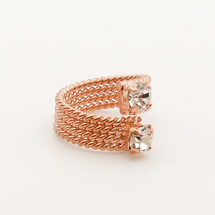 Twisted Twin Birthstone Ring, Rose gold