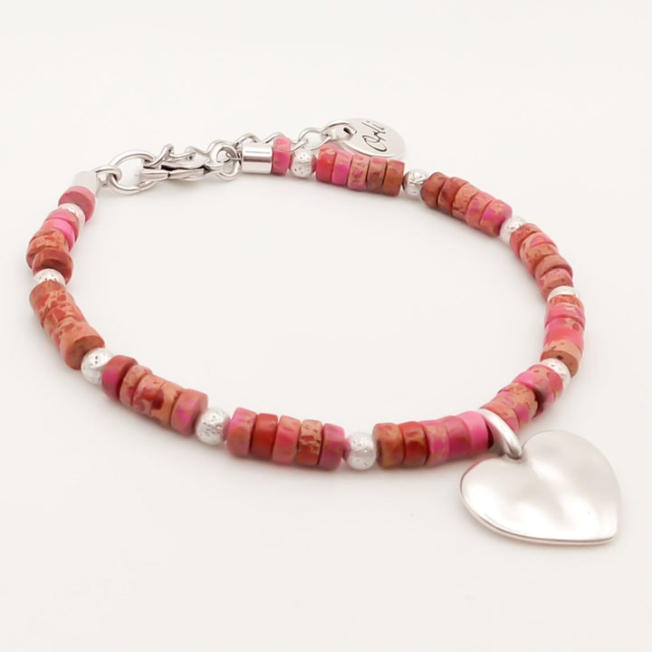 Maui Heart Bracelet, Red/Pink