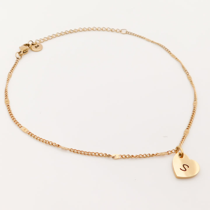 Mya Heart Anklet, Gold