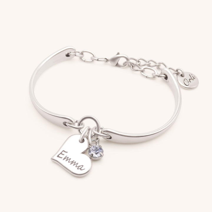 Emily Heart Personalised Birthstone Brangle