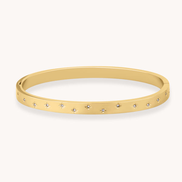 Estelle Starburst Crystal Bangle in Gold