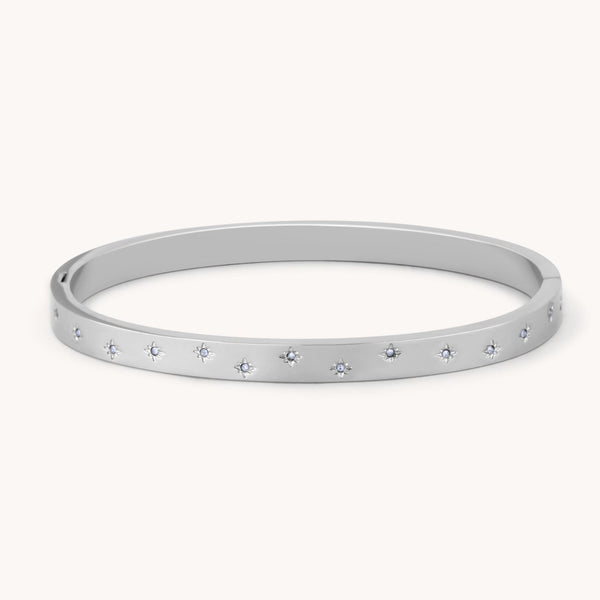 Estelle Starburst Crystal Bangle in Silver
