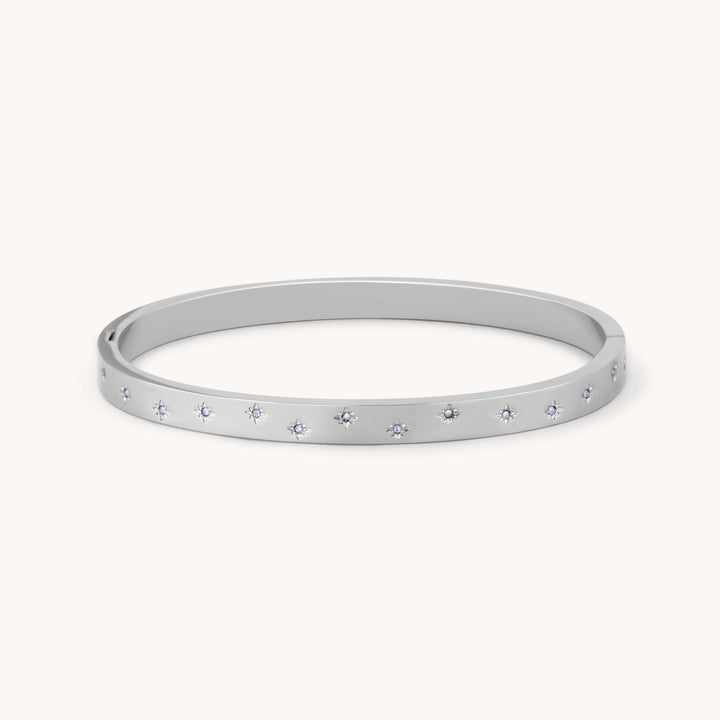 Estelle Starburst Crystal Bangle, Silver