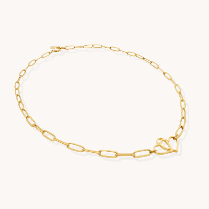 Eternal Heart Paperclip Necklace, Gold