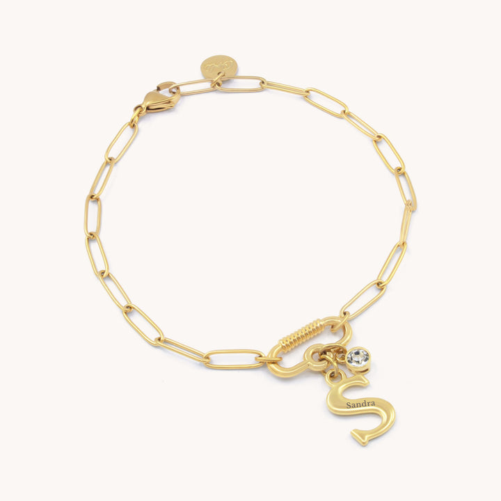 Freya Initial & Birthstone Bracelet, Gold