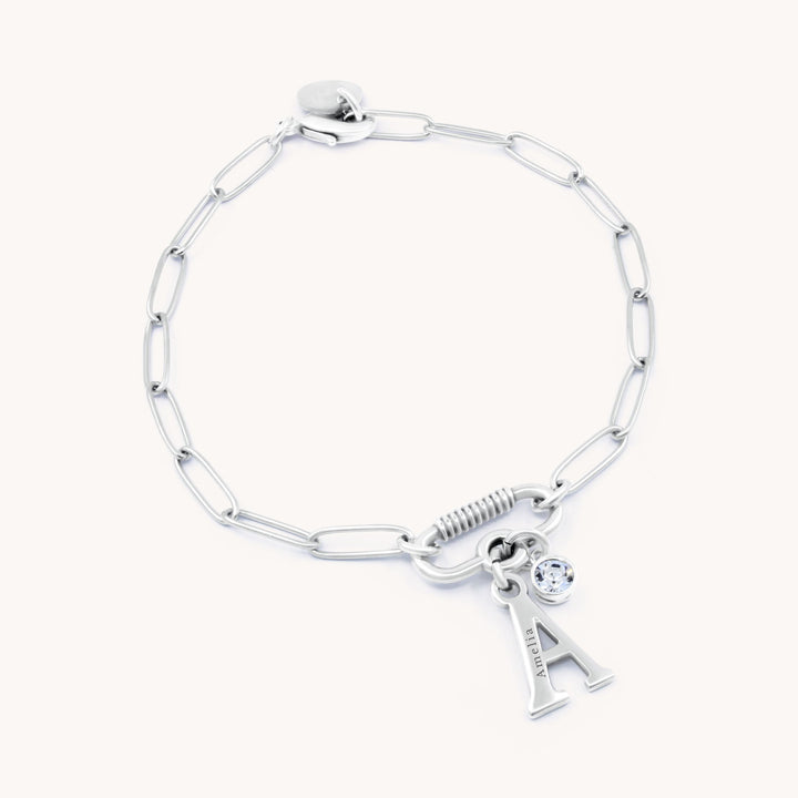 Freya Initial & Birthstone Bracelet, Silver