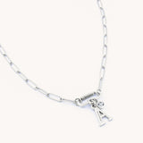 Freya Initial & Birthstone Necklace, Silver