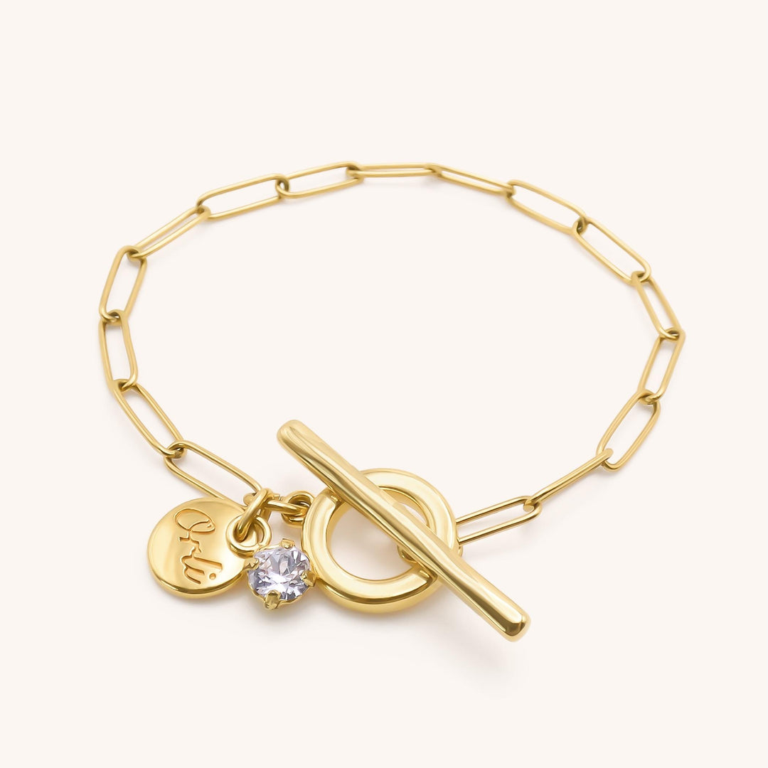 Gracie Birthstone T-Bar Bracelet, Gold