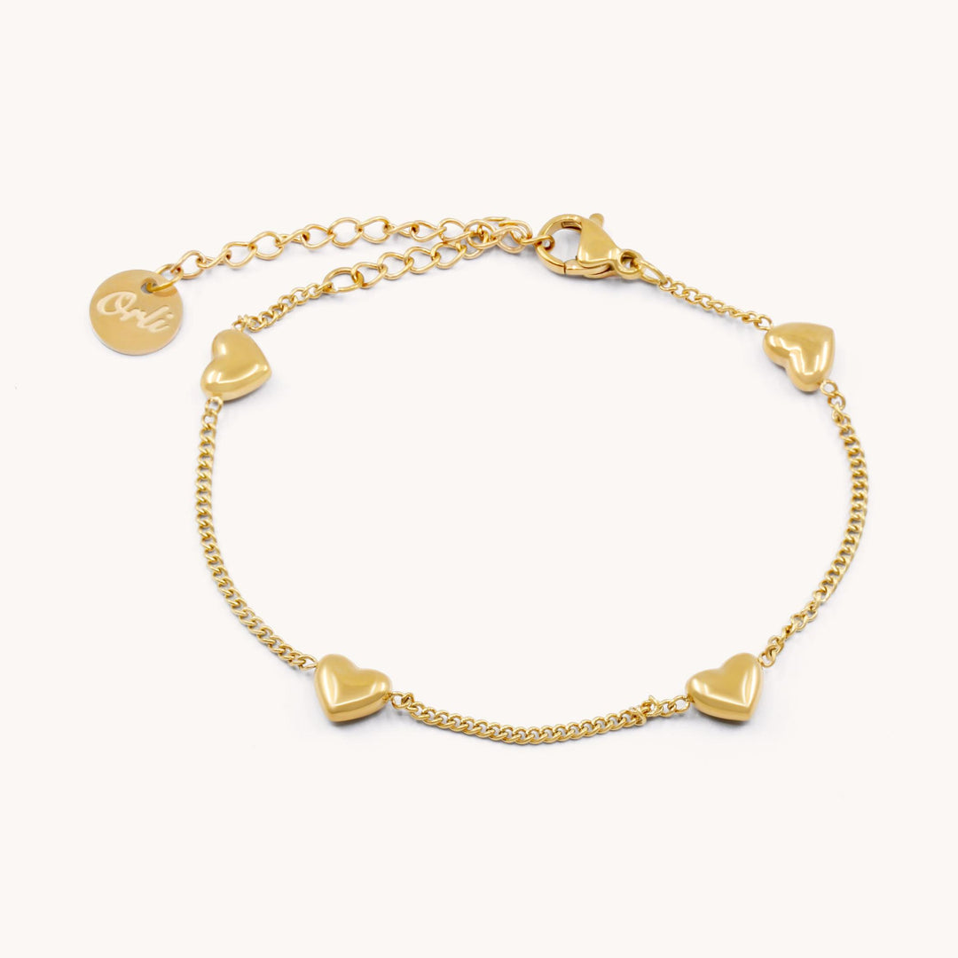 Heart Charm Bracelet, Gold