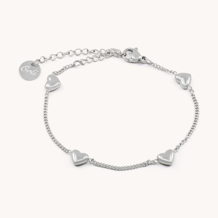 Heart Charm Bracelet, Silver