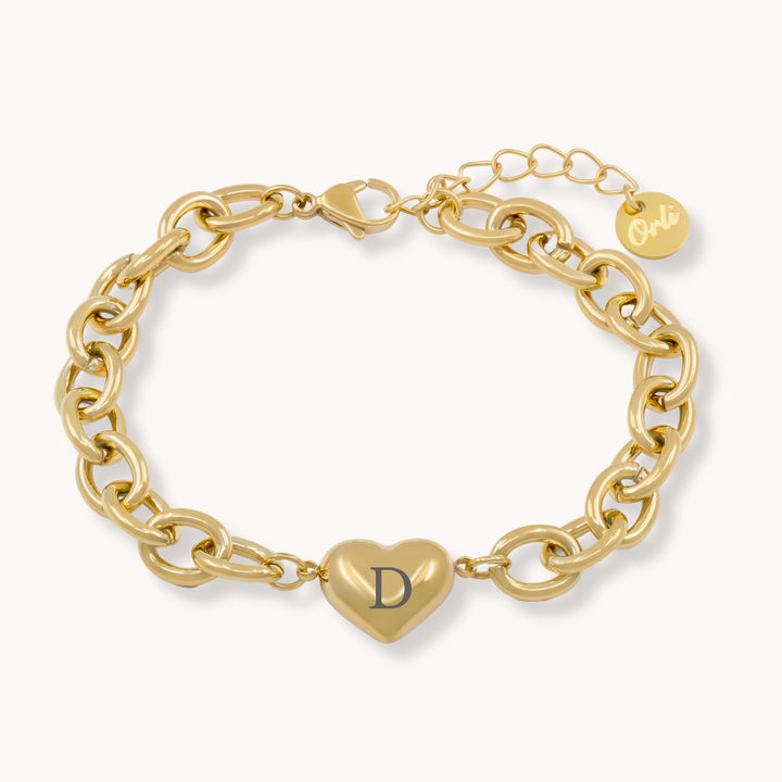 Heart Link Chunky Bracelet, Gold