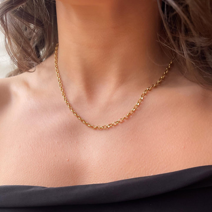 Maya Oval Rolo Chain Necklace, Gold