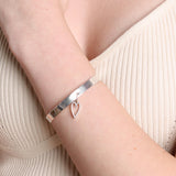 Expandable Open Heart Bangle, Silver