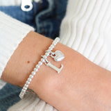 Initial & Puffed Heart Beads Bracelet
