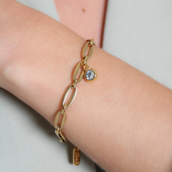 Long Link Personalised Birthstone Bracelet, Gold