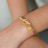 Long Link T-Bar Bracelet, Gold