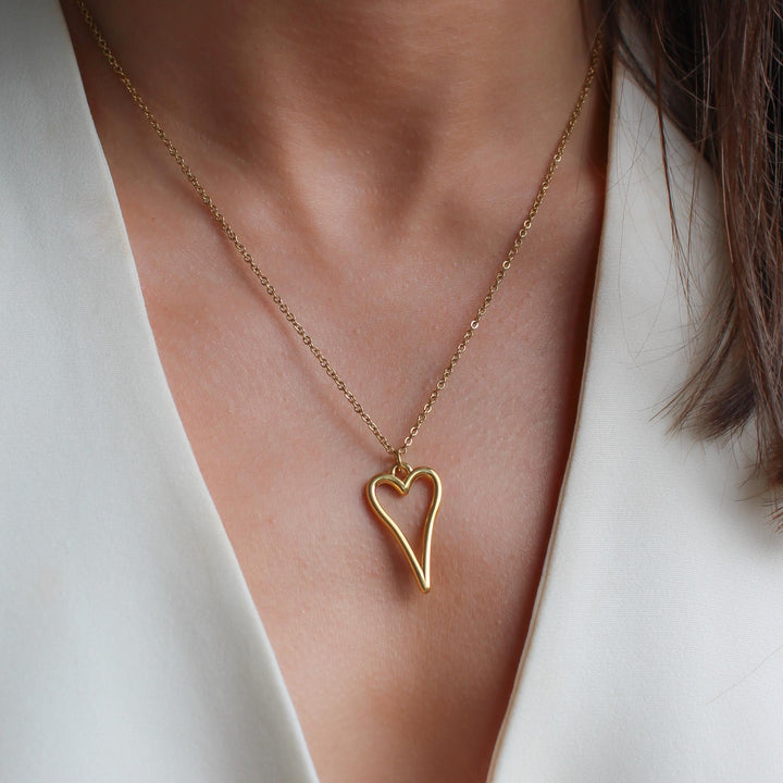 Hourglass Open Heart Fine Chain Necklace, Gold