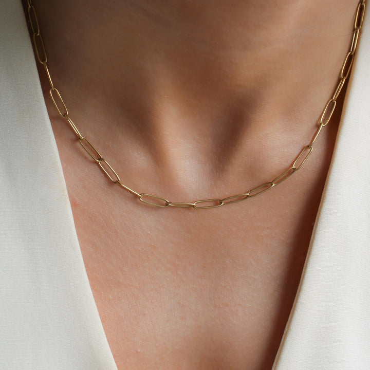 Paperclip Chain Necklace, Gold