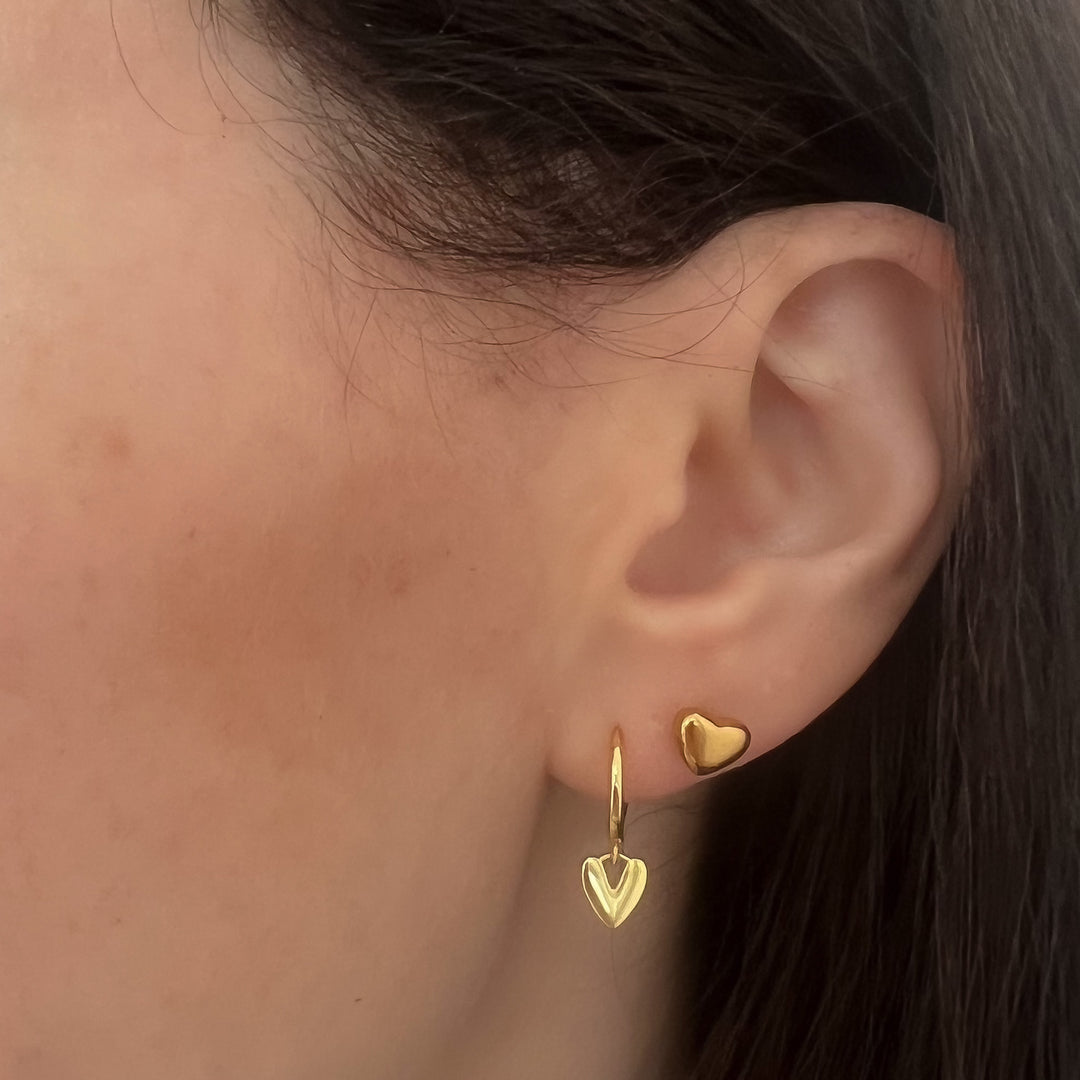 Mini Heart Stud Earrings, Gold